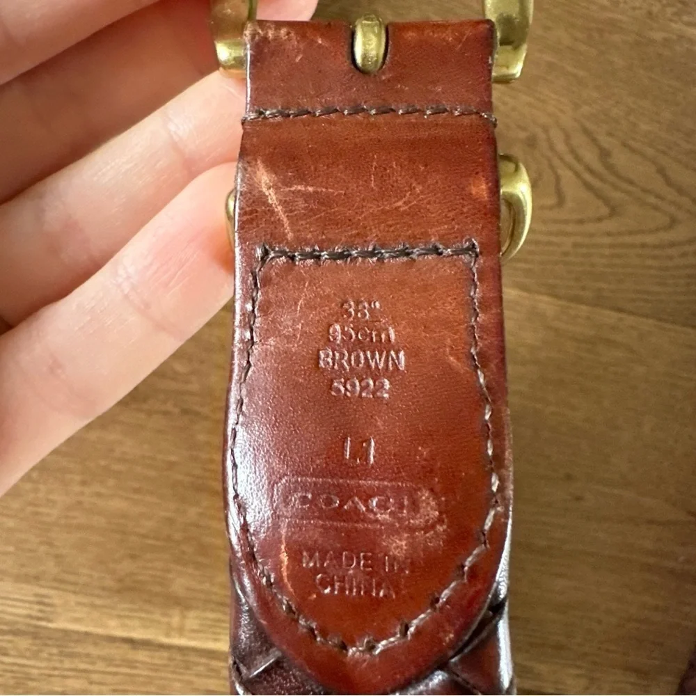 Vintage Coach Braided Belt Brown Leather Sz L 38” 95 cm